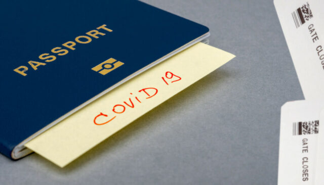 Coronavirus and travel concept. The concept of restrictions for tourism. Passport for travel. Quarantine. Restriction for tourists. Covid19 Corona virus disease danger pandemic spread worldwide global