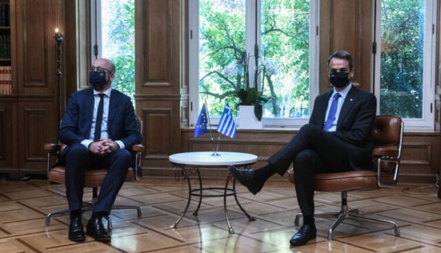 ΣΥΝΑΝΤΗΣΗ ΤΟΥ ΠΡΩΘΥΠΟΥΡΓΟΥ ΚΥΡ. ΜΗΤΣΟΤΑΚΗ ΜΕ ΤΟΝ ΠΡΟΕΔΡΟ ΤΟΥ ΕΥΡΩΠΑΪΚΟΥ ΣΥΜΒΟΥΛΙΟΥ ΣΑΡΛ ΜΙΣΕΛ(EUROKINISSI/ΤΑΤΙΑΝΑ ΜΠΟΛΑΡΗ)
