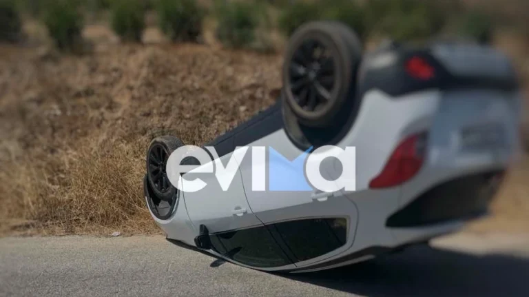 Τροχαίο ατύχημα στην Εύβοια – Αυτοκίνητο ντεραπάρισε 