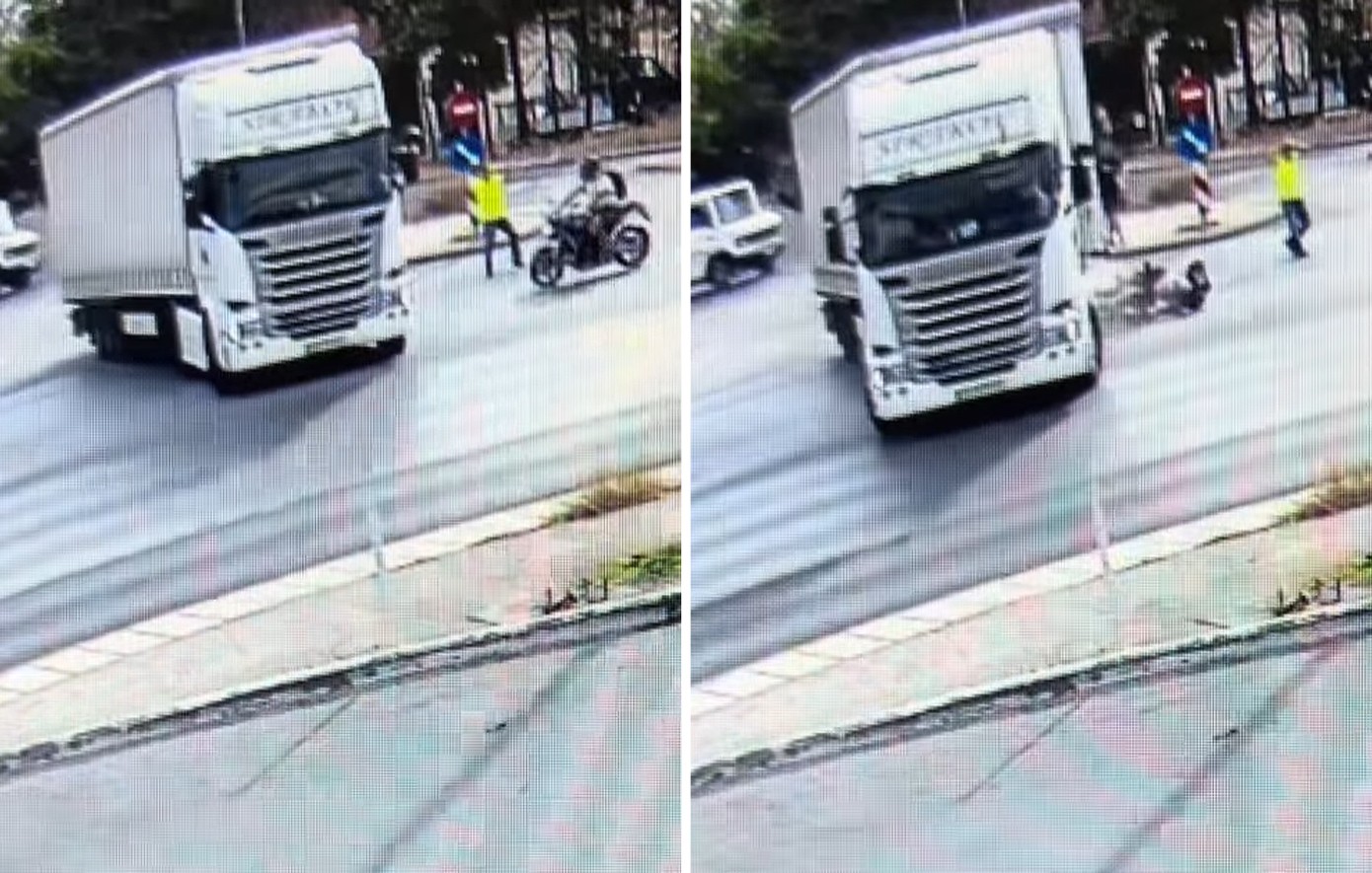 Θεσσαλονίκη: Σοκαριστικό βίντεο από τη σύγκρουση μηχανής με νταλίκα