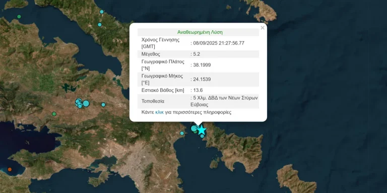 Νύχτα αγωνίας μετά τα 5,2 Ρίχτερ στα Νέα Στύρα – Ταρακουνήθηκε όλη η Αττική