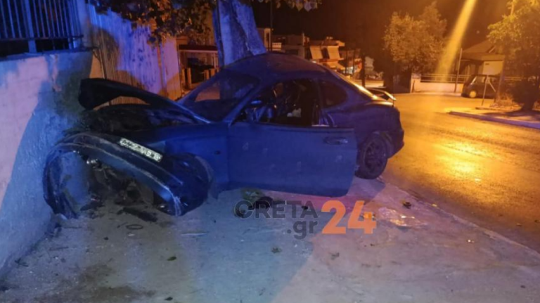 Χανιά: Οδηγός έχασε τον έλεγχο του αυτοκινήτου του και καρφώθηκε σε τοίχο