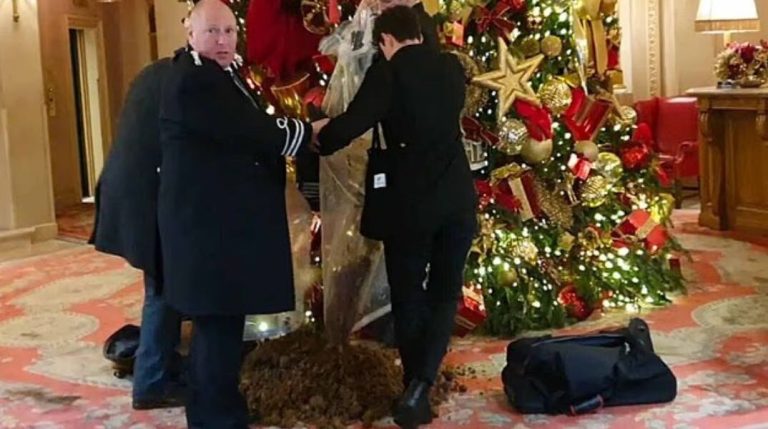 Λονδίνο: Ακτιβιστές άδειασαν σακούλες με κοπριά κάτω από το χριστουγεννιάτικο δέντρο του Ritz