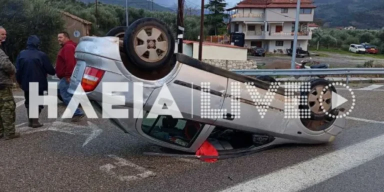 Ηλεία: Ανεμοστρόβιλος σήκωσε και αναποδογύρισε αυτοκίνητο (εικόνες)