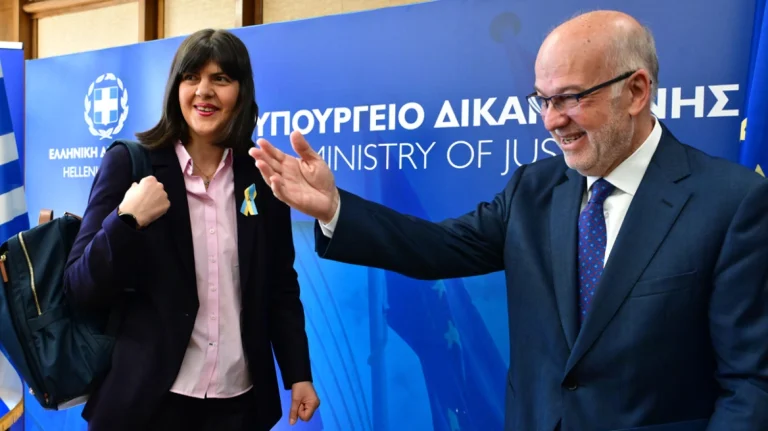 Συνάντηση του υπ. Δικαιοσύνης, Γιώργου Φλωρίδη με την επικεφαλής της Ευρωπαϊκής Εισαγγελίας, Λάουρα Κοβέσι.