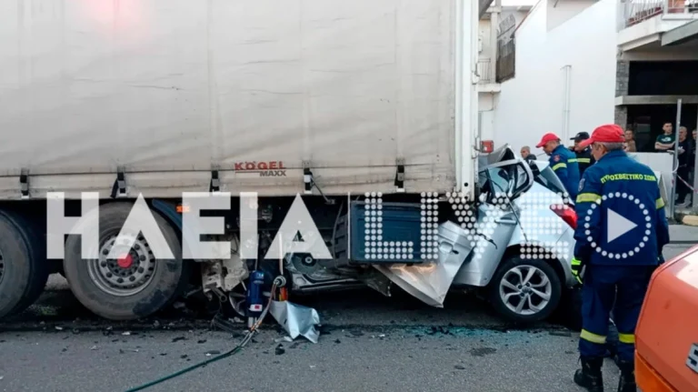 Σοκαριστικό τροχαίο στη Ζαχάρω: Νεκρός 29χρονος που «καρφώθηκε» με το αυτοκίνητό του σε νταλίκα